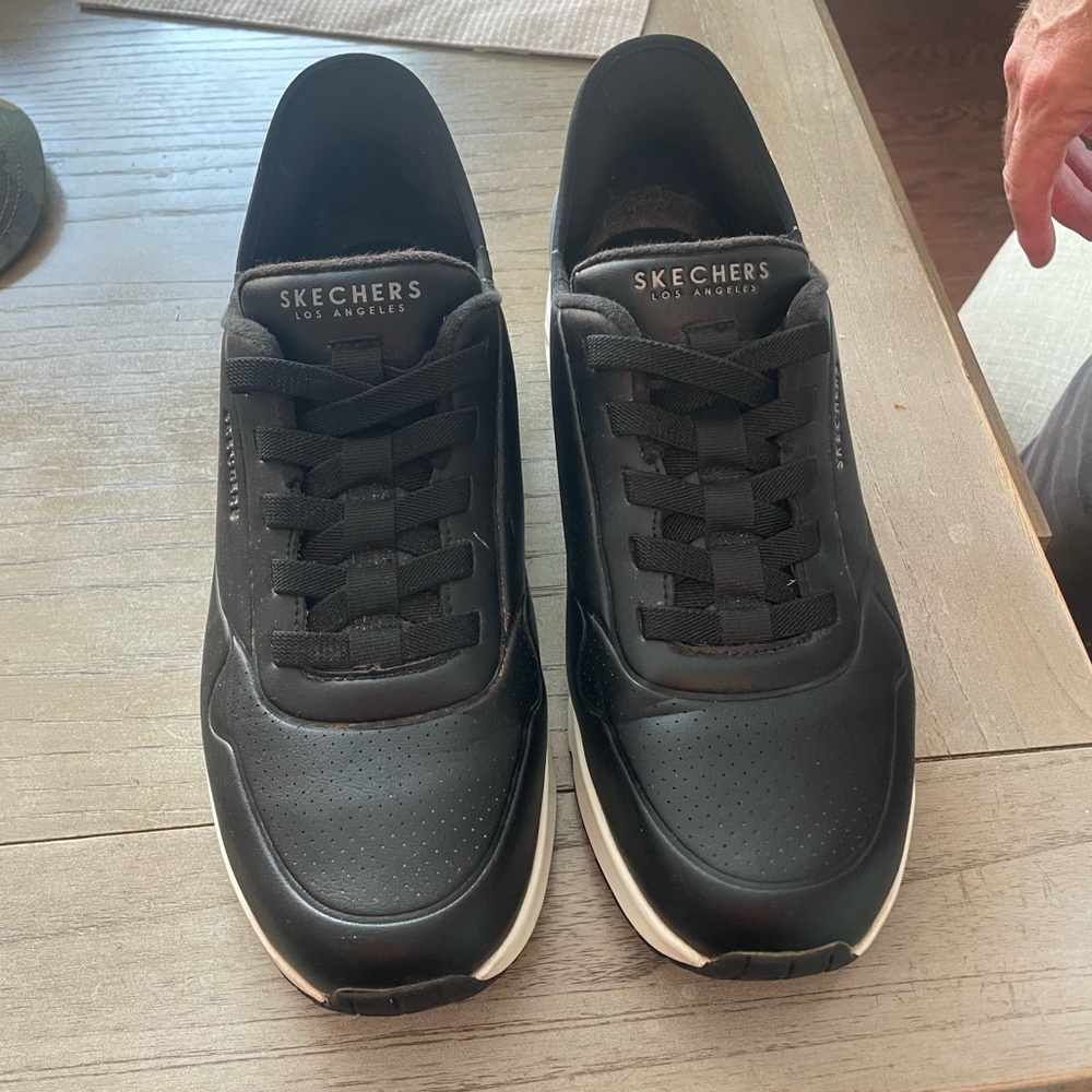Skechers Men's Black Sneakers with White Trim